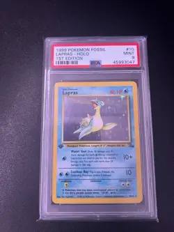 PSA 9 1st Edition Lapras Fossil Holo Pokemon Card - Image 1