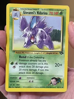 POKEMON GIOVANNI'S NIDORINO 45/132 UNCOMMON GYM CHALLENGE LP CARD - Image 1