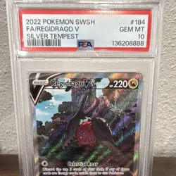 Pokemon Regidrago V Full Art Ultra Rare Holo 184/195 Silver Tempest PSA 10 - Image 1
