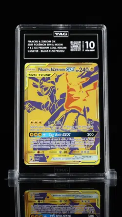 2021 POKEMON SM BLACK STAR PROMO #SM248 FULL ART/PIKACHU & ZEKROM GX TAG 10 - Image 1