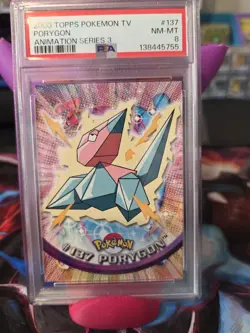 Topps Chrome 2000 Pokemon TV Animation Edition Porygon Blue Logo PSA 8 - Image 1