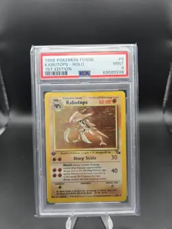 1999 POKEMON FOSSIL 1ST ED #9 KABUTOPS-HOLO PSA 9 - Image 1