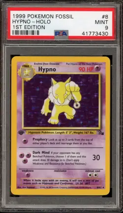 Pokemon Hypno Fossil 1st Edition Holo Rare #8 PSA 9 Mint - Image 1