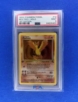 1999 Pokemon Fossil Moltres #12 1st Edition Holo PSA 9 - Image 1
