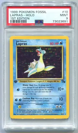 1999 Pokemon Lapras Fossil 1st Edition Holo Rare English PSA 9 - Image 1
