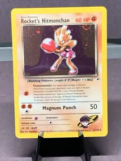 Pokemon TCG Gym Heroes Rocket's Hitmonchan Holo Rare 11/132 WOTC VTG NM Swirl - Image 1