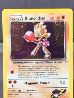 Pokemon TCG Gym Heroes Rocket's Hitmonchan Holo Rare 11/132 WOTC VTG NM Swirl - Image 2