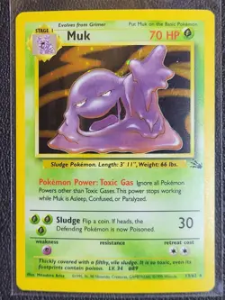 Pokemon TCG Muk #13 Fossil Set Holo-Rare Unlimited Grass NM - Image 1