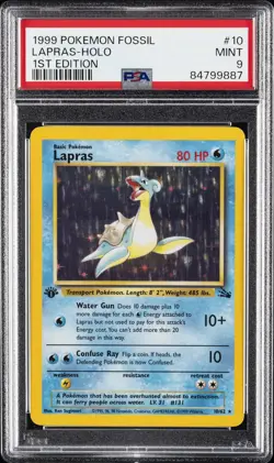 1999 POKEMON FOSSIL 1ST ED #10 LAPRAS-HOLO PSA 9 - Image 1