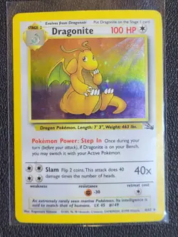 Pokemon TCG Dragonite #4 Fossil Set Holo Unlimited Colorless Good-Poor - Image 1