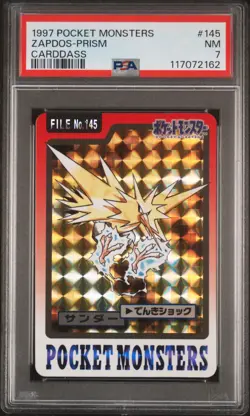 1997 POCKET MONSTERS CARDDASS #145 ZAPDOS-PRISM PSA 7 - Image 1