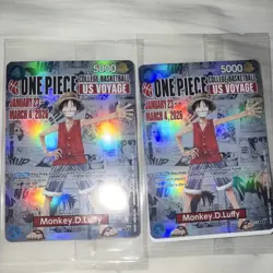 TWO Bandai One Piece Card Game US Voyage Monkey.D.Luffy Holo Lot of 2 Cards - Image 1
