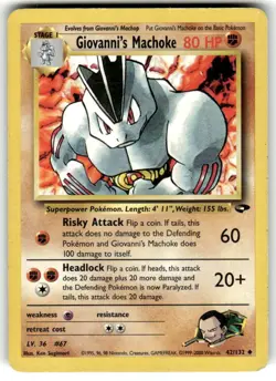 1x Giovanni's Machoke 42/132 Gym Challenge Pokemon Card LP/MP - Image 1