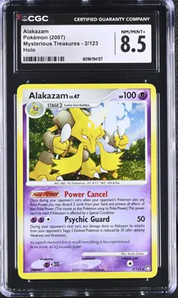 CGC 8.5 Alakazam 2007 Mysterious Treasures 2/123 Holo Pokemon Card - Image 1