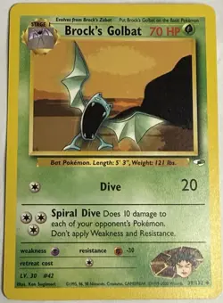 Brock's Golbat 39/132 Gym Heroes Uncommon Pokemon Card - Image 1