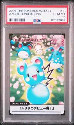 2005 The Pokemon Weekly Azurill Evolutions No. 13 PSA 10 POP 18 - Image 1