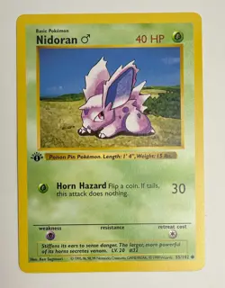 1999 WOTC POKEMON BASE SET SHADOWLESS 1ST EDITION NIDORAN 55/102 COMMON NM - Image 3