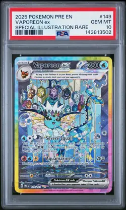 2025 Pokemon Pre En-Prismatic Evolutions #149 Vaporeon Ex SIR PSA 10. - Image 1