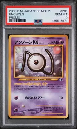 2000 POKEMON JPN NEO 2 PROMO PROMO #201 UNOWN N PSA 10 - Image 1