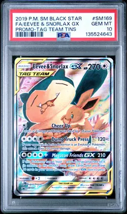 2019 POKEMON SM BLACK STAR PROMO #SM169 FULL ART/EEVEE & SNORLAX GX PSA 10 - Image 1