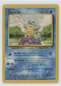 Squirtle Pokemon Base Set #63 1999 - Image 1