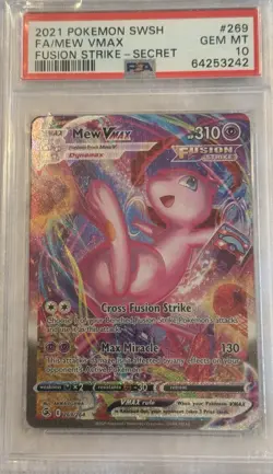 Pokemon 2021 Mew VMAX #269 Fusion Strike SECRET ALT ART HOLO PSA 10 - Image 1