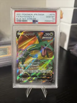 2021 POKEMON JPN SWORD & SHIELD BLUE SKY STREAM #075 FULL ART/RAYQUAZA V PSA 10 - Image 1