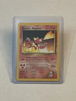 VTG Pokemon TCG Blaine's Magmar 37/132 Gym Heroes Non Holo Unlimited WOTC LP - Image 1