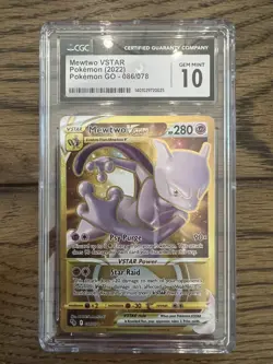 2022 Pokemon TCG - Gold Mewtwo VSTAR - Pokemon GO 086/078 - CGC 10 GEM MINT!! - Image 1