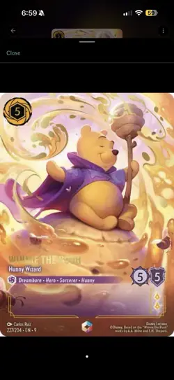 Disney Lorcana TCG Winnie The Pooh Hunny Wizard Character Card 227/204 English - Image 1