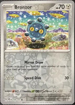 Bronzor 144/197 SV03: Obsidian Flames Reverse Holo - Pokemon Card - Image 1