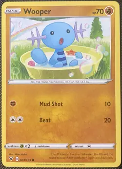 Wooper 083/185 Swsh04: Vivid Voltage Regular - Pokemon Card - Image 1