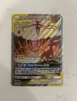 Pokemon TCG Espeon & Deoxys GX SM240 Black Star Promo Holo Card jumbo card - Image 1