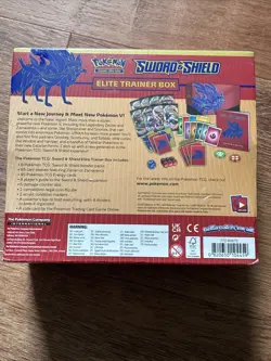 Pokemon TCG Sealed Sword and Shield Base Set ETB Elite Trainer Box Zacian Ripped - Image 5