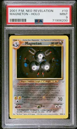 Pokemon Magneton Neo Revelation Unlimited Holo Rare #10 PSA 9 Mint - Image 1