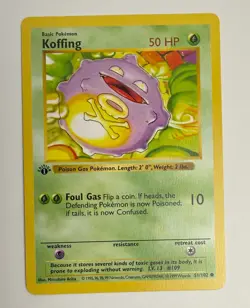 1999 WOTC POKEMON BASE SET SHADOWLESS 1ST EDITION KOFFING 51/102 COMMON NM - Image 3
