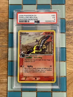 GRADED PSA 5 2006 Pokemon EX Swellow-REV.FOIL Dragon Frontiers #40 - Image 1