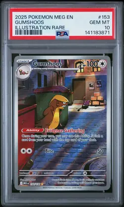 2025 POKEMON MEG EN-MEGA EVOLUTION ILLUSTRATION RARE #153 GUMSHOOS PSA 10 - Image 1