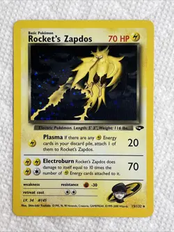 2000 Pokemon Gym Challenge Rocket’s Zapdos Holo 15/132 Free Shipping - Image 1