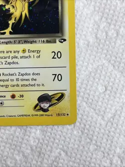 2000 Pokemon Gym Challenge Rocket’s Zapdos Holo 15/132 Free Shipping - Image 4