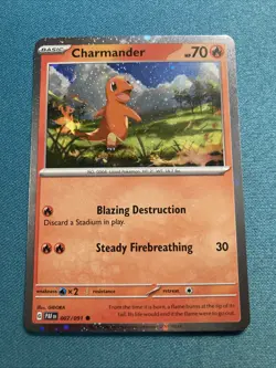 Charmander 007/091 *SWIRL* Paldean Fates Cosmos Holo Rare Pokemon TCG NM/M - Image 1