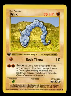 1999 WOTC POKEMON BASE SET SHADOWLESS 1ST EDITION ONIX 56/102 COMMON NM - Image 1