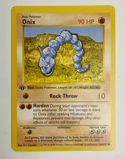 1999 WOTC POKEMON BASE SET SHADOWLESS 1ST EDITION ONIX 56/102 COMMON NM - Image 3