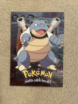 Pokemon Topps Vintage 1999 Holo Foil Topps Blastoise Blue Logo E9 Mint - Image 1