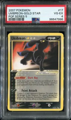 Pokemon Umbreon Gold Star Pop Series 5 #17/17 PSA 4 VG-EX 2007 - Image 1