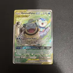 Blastoise & Piplup GX 215/236 Pokemon Cosmic Eclipse Sun & Moon Full Art MP Card - Image 1