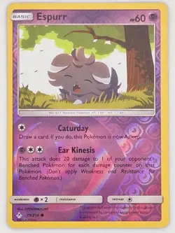 Espurr 79/214 Pokemon - Reverse Holo Sun & Moon Unbroken Bonds MP - Image 1