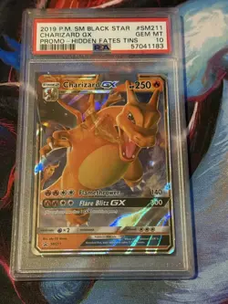 Pokemon TCG Charizard GX Black Star Promo Tin Hidden Fates SM211 PSA10 - Image 1