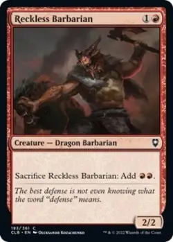 Reckless Barbarian - Light Play MTG Commander Legends: Battle for Baldur's Gate - Image 1