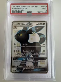 2019 Pokemon Sun & Moon Hidden Fates Umbreon GX Full Art #SV69 PSA 9 - Image 1
